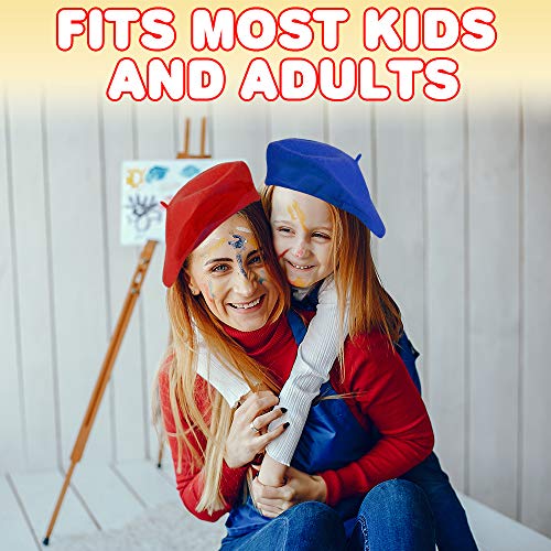 ArtCreativity Color Berets for Kids and Adults, Set of 12, French Hats with Velvety Textured Fabric, Painter Costume Prop for Halloween, Dress Up Parties, and Photo Booth, 4 Colors4