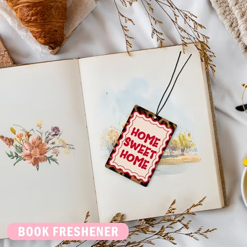 Image of Trendy Retro Leopard Car Air Freshener 4Pcs, Fashion Cheetah Luxury Club Preppy Air Freshener for Car Interior Closet Drawer Books, Home Sweet Home Girly Car Mirror Decor Hanging