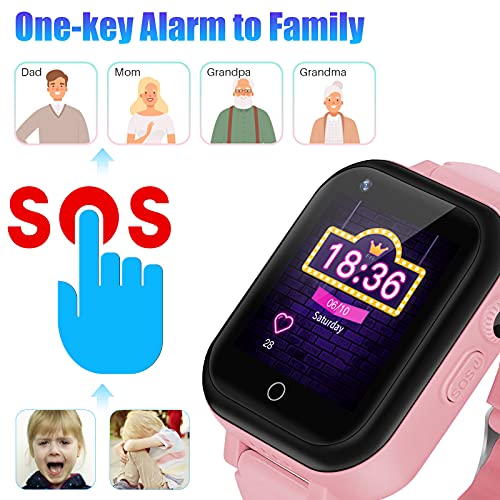Okyuk T16 Kids Smart Watch 4G With Sim Card, Gps Tracker Watch For Kids Voice Video Call Sos Face Unlock Camera Pedometer, Touch Screen Kids Phone Watch For Boys Girls Gift #TOP3