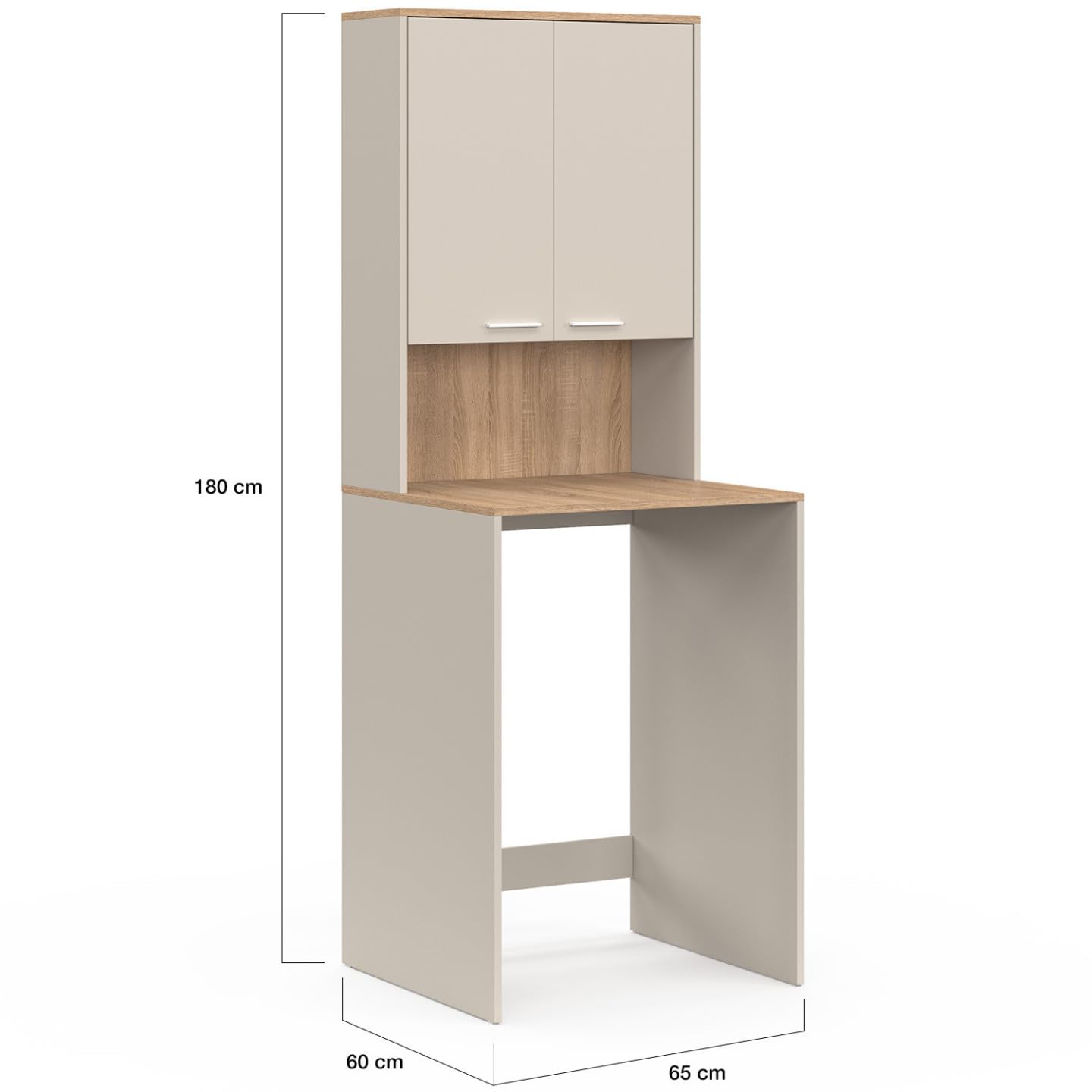 IDMarket - Meuble Dessus de Machine à Laver Wallis avec Placard Beige et Bois façon hêtre