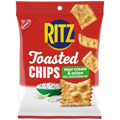 RITZ Toasted Chips Sour Cream and Onion Crackers, Individual Snacks,