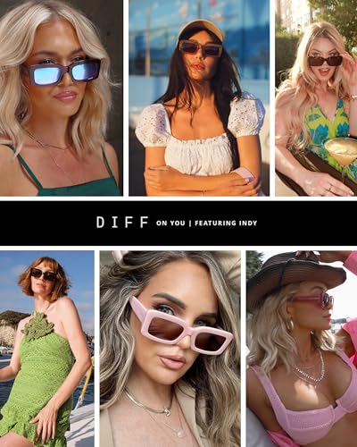 DIFF Indy Designer Rectangular Sunglasses for Women UV400 Polarized, Steel Teal + Grey3
