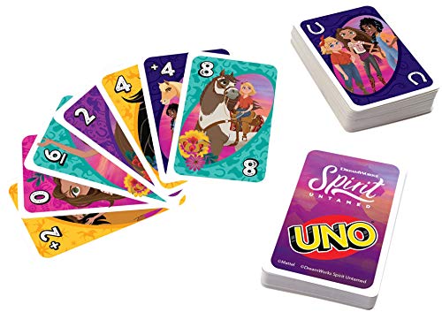Mattel Games GXD73 - DreamWorks Spirit - frei und ungezähmt UNO-Kartenspiel mit 112 Karten mit Bildern zum Film, Spieleabend, Geschenk für Kinder ab 7 Jahren – Bild 5