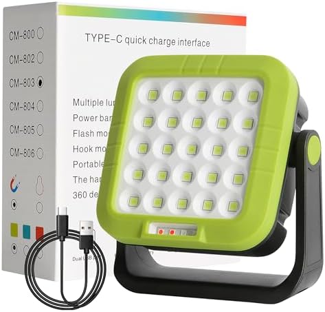 Rechargeable LED Work Light with Magnetic Base | Portable, High Brightness, Durable Work Light for Outdoor, Emergency, Job Sites, and Car Repairs | Includes Hook