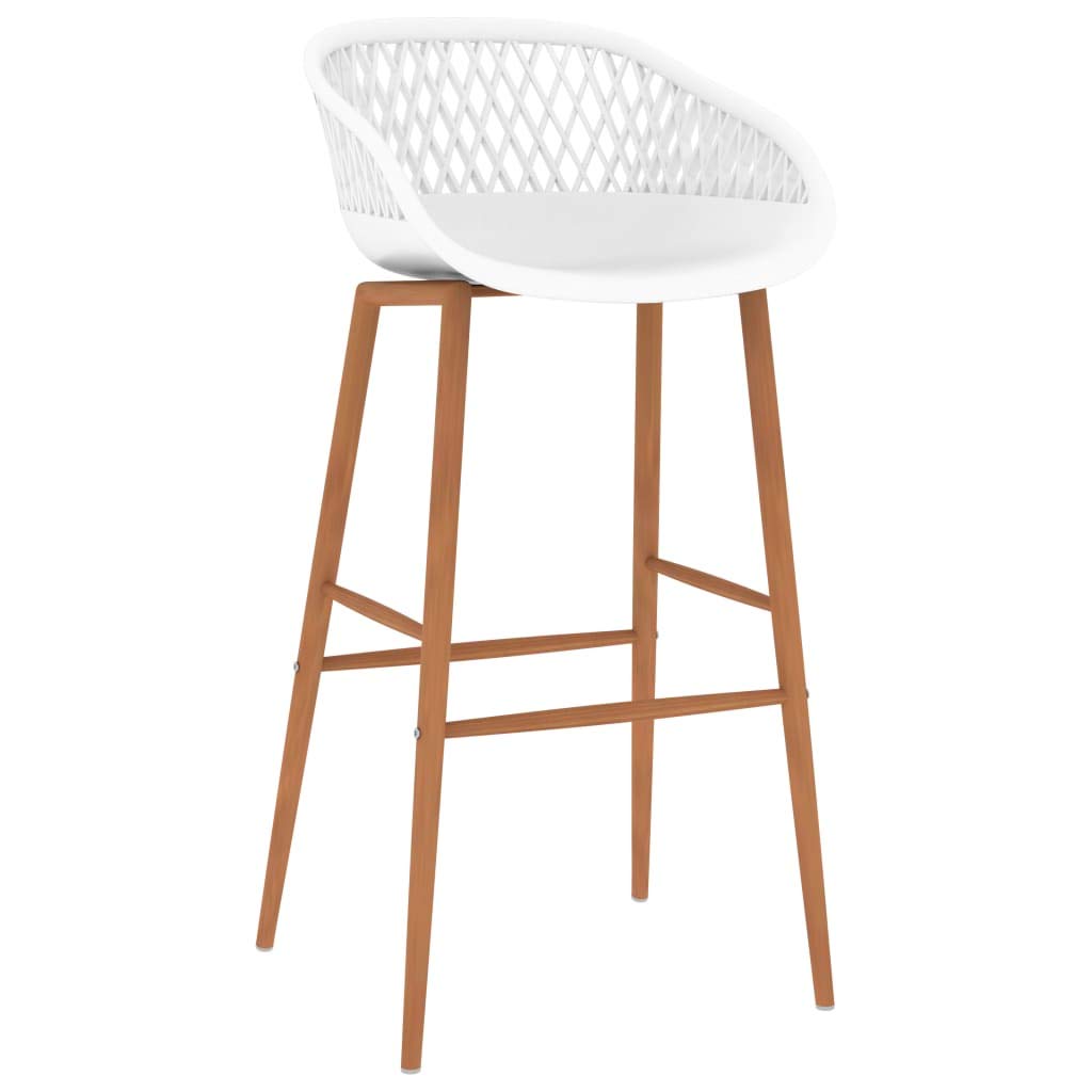 Juego de 7 piezas de bar, color blanco, diseño moderno, para bar, pub o restaurante, incluye mesa y taburete, tablero de tablero de fibra de densidad media, marco de metal recubierto de polvo