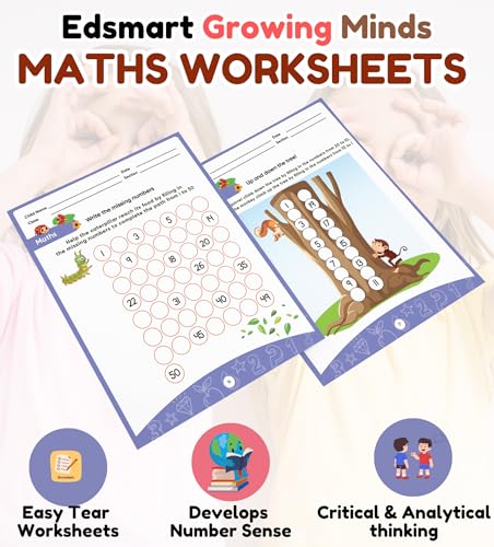 Image of Edsmart Senior KG Worksheets for CBSE | 3 book Combo for English and Phonics, Math worksheets and EVS | Pre-primary worksheets for LKG (Edsmart Growing Minds)