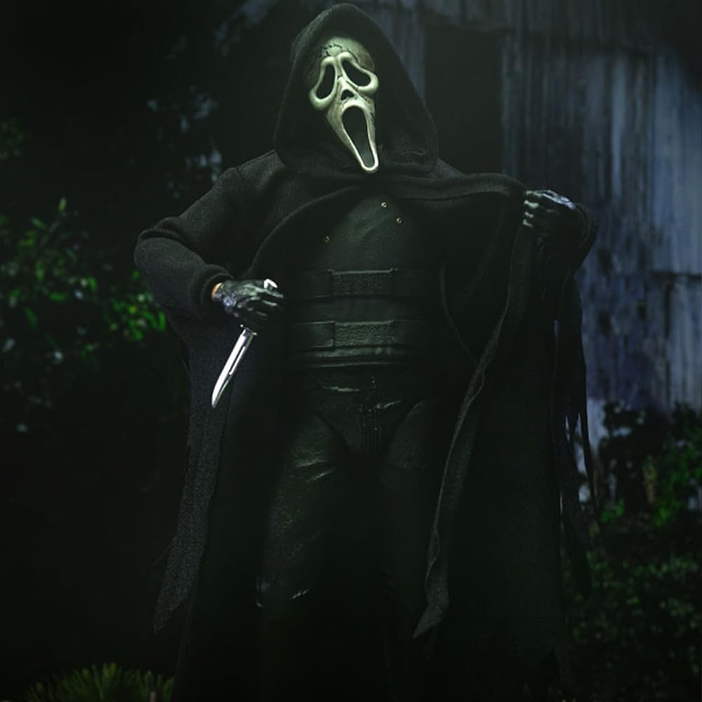 Figurine Ghostface - Figurine d'anime Ghostface - 18 cm - Articulations mobiles (avec accessoires) - Modèle de pose debout - Statue en PVC - Décoration d'intérieur - Cadeaux