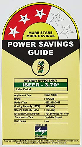 Image of Voltas 1 Ton 3 Star Inverter Split AC (Copper, 123V LZK, White)