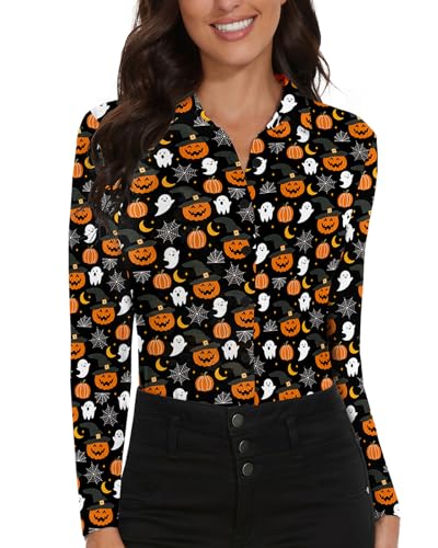 Image of Soneven Womens Golf Polo Shirts 3 /4 Long Sleeve V Neck Button Down Shirts Business Causal Work Blouses Tops