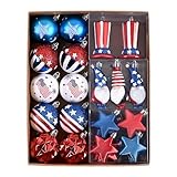 DecorbyHannah 4th of July Tree Decorations,40ct Assorted Patriotic Red White and Blue Memorial Day Ornaments for Small Tree, Shatterproof Hanging Christmas in July Ornaments Set for Independence Day