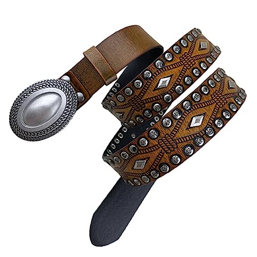 Ceinture cloutée punk rock dotée d'une boucle ovale vintage en métal