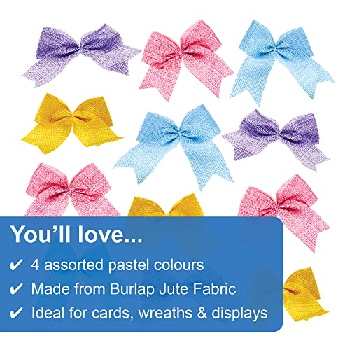 Baker Ross FX493 Pastel Burlap Bows - Pack of 24, Craft Bows for Arts and Crafts - Image 3