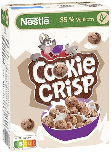 Nestlé Cookie Crisp, Cerealien mit Vollkorn in Keksform als Kinderfrühstück, 6er Pack (6x375g)
