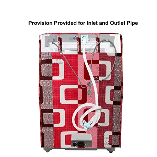 Image of Washing Machine Cover for Top Load 5kg to 7.5kg | Light Weight Dustproof Cover with Zip Enclosure | Geometric Fully Automatic Washer Protector for Indoor Outdoor Use | Size 23x23x35 Inch
