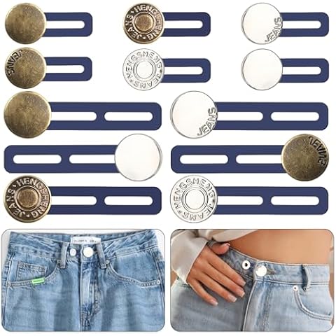 12 Pcs Button Extenders for Jeans, Jean Button Extender, Button Extender for Pants Button Extender, Waist Extenders for Pants for Men Women, Instant No Sewing Pants Waistband Extender Cover