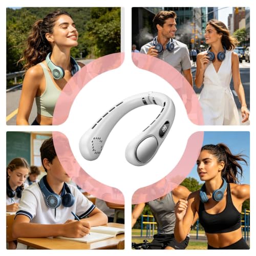 Ventilador de cuello refrescante USB recargable con velocidad ajustable portátil 6