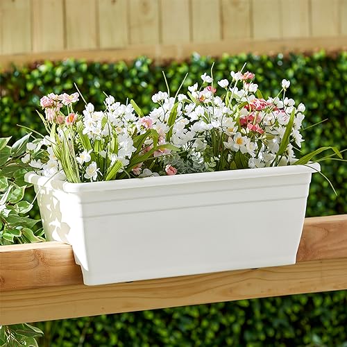 The Hc Companies Hc Companies 24 Inches Deck Rail Box Planter With Easy Drainage Holes, Mounted Garden Flower Planter Boxes, White, Plastic thumb #5