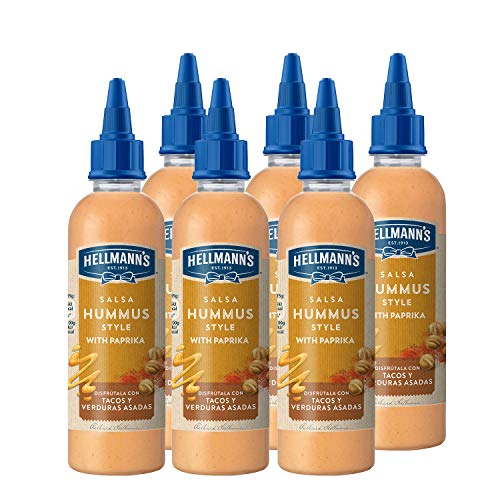 HELLMANN'S STREET FOOD SALSA HUMMUS STYLE 215ml. Pack de 6: Total de 1.29L