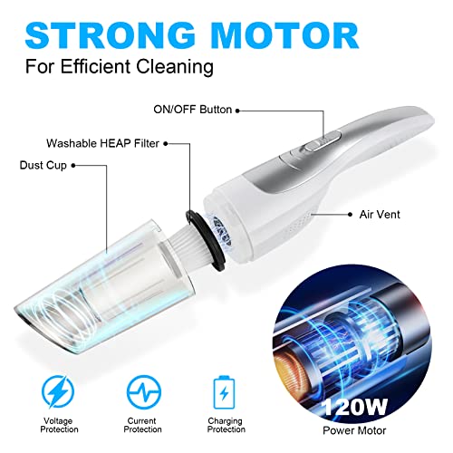 URAQT Handstofzuiger, 9000pa Draadloze Handstofzuiger 120W 30 Min Werk Draagbare Handstofzuiger USB Oplaadbare Stofzuiger Mini Handstofzuiger Krachtige Stofzuiger voor Thuis Auto Kantoor - Image 3