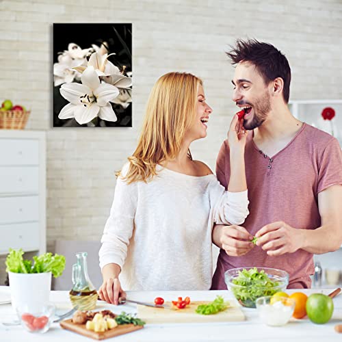 Canvas Wall Art Floral Bloom Blossom Close Up Pictures Modern Wall Decoration Black And White Lily Flower Poster Pictures For Bedroom Wall Decor Framed Canvas Wall Art For Living Room Size11.5 X 15 Inch Kitchen Wall Decor A-225 #TOP2