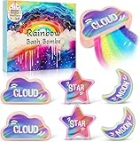 Rainbow Bath Bombs for Kids - 6 Pcs Handmade Natural Kids Bath Bombs, Organic Bubble Bath for Girls, Easter Gifts for Kids, Girls Easter Basket Stuffers