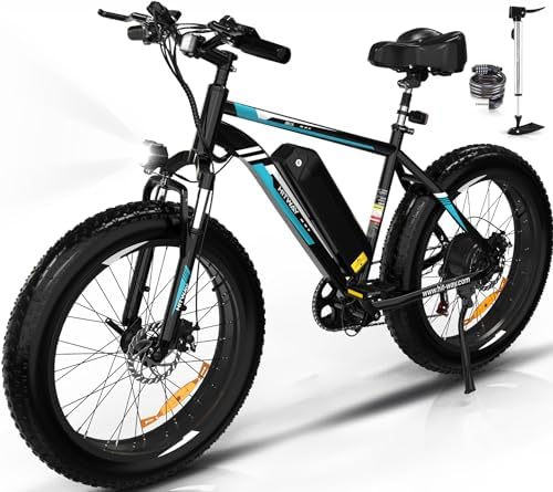 HITWAY Electric Bike for Adults, 26″ × 2.125/3.0/4.0 Fat Tire E Bike 12Ah/15Ah Removable Electric Bicycle, 500W/750W Mountain Bike Snow Beach Bicycle with 7 Gears