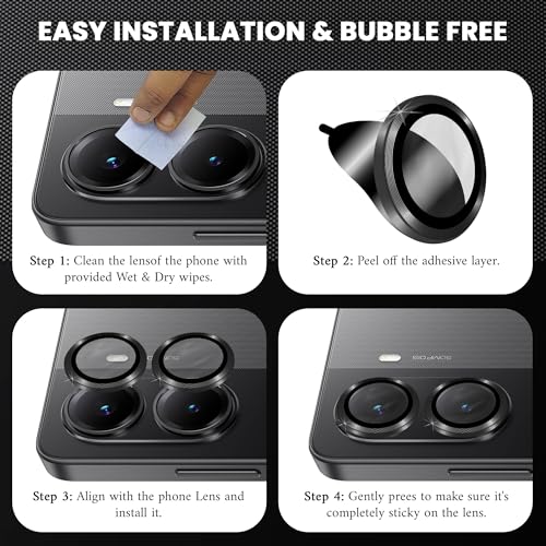 Image of ArmourPro Camera Lens Protector for Poco X7 Pro (6.7 Inches) Tough HD Individual Aluminum Alloy Rings 9H Camera Cover, Scratch-Resistant,Camera Lens Protection| Black, 1 Pack