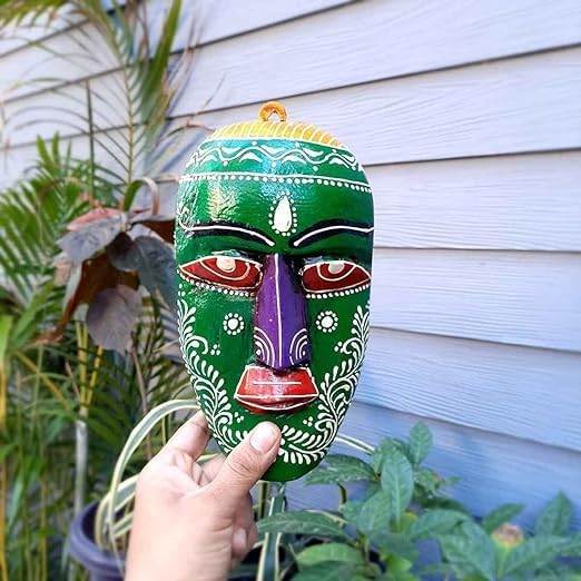 Wall Mask Nazar Battu Decorative Tribal Masks For Home Entrance & Living Room African Egyptian Face Hanging For Home Door, Balcony Decoration - 9 Inch