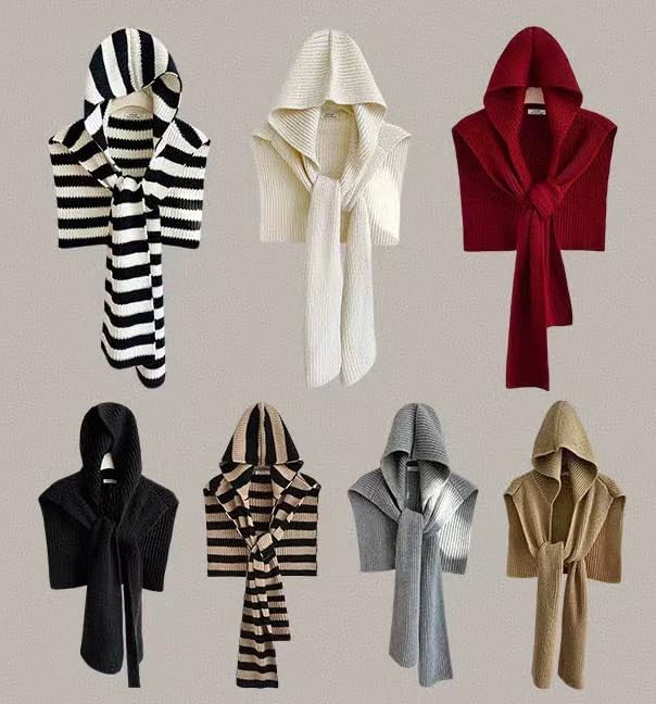 Halemet Knitted Shawl Wraps Women Chunky Shawls and Wraps Winter Balaclava Hat Scarf Cashmere Sweater Cardigan Shoulder Top - Image 7