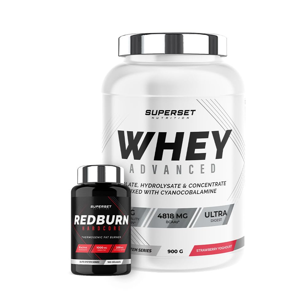 Programme Spécial Muscle Sec - 100% Whey Proteine Advanced 900g Fraise Yogourt - Redburn Hardcore