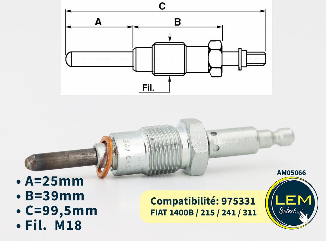 Bougie de préchauffage 24V compatible 975331