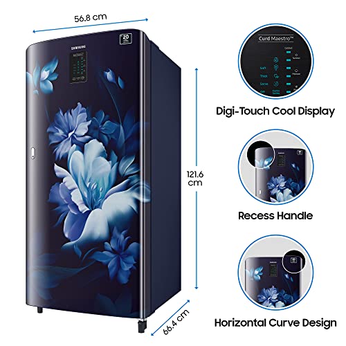 Samsung 192 L 4 Star Inverter Direct Cool Single Door Refrigerator(RR21A2M2XUZ/HL, Midnight Blossom Blue, Digi Touch Cool, Curd Maestro, 2022 Model) - Image 6
