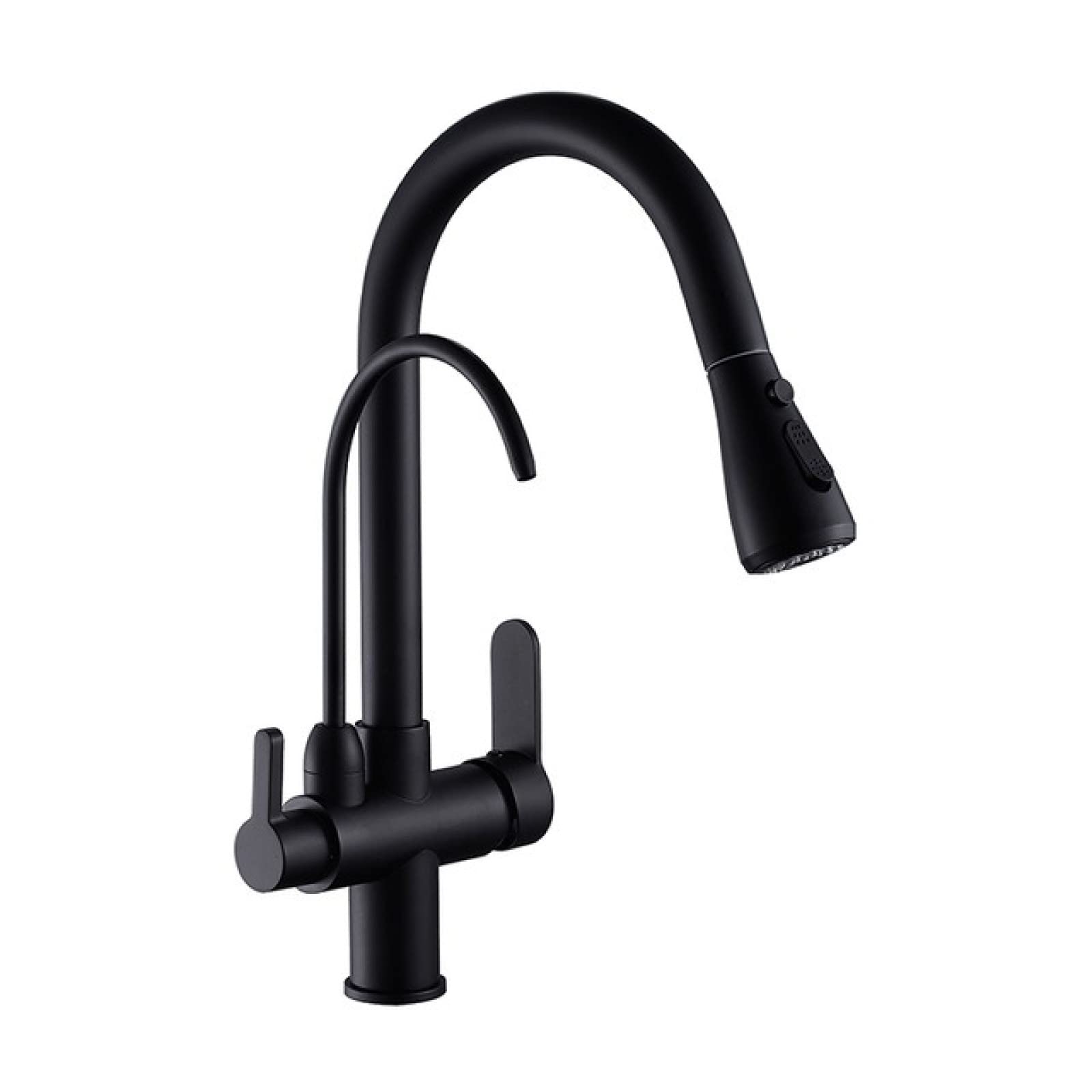 ASerZenith Kitchen Taps Black Deck Mounted Black Kitchen Faucets Pull Out Hot Cold Water Filter Tap for Kitchen Three Ways Sink Mixer Kitchen Faucet(Black)