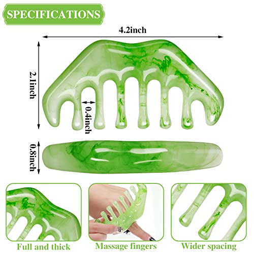Geiserailie 2 Pieces Jade Combs Massage Stone Hair Gua Sha Scraping Scalp Comb Facial Massage Tool Multifunctional Handheld Head Tools Head Caring Therapy Mother's Day Gift(Elegant Style) - Image 3