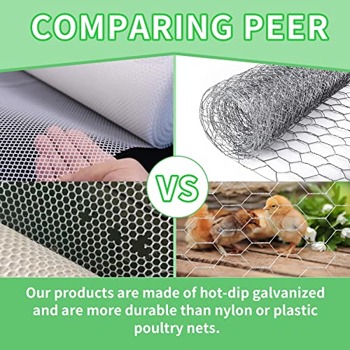Image of Chicken Wire 13.7 in x 236 in Poultry Wire Netting Hexagonal Galvanized Mesh Garden Fence Barrier for Craft Projects, Pet Rabbit Chicken Fencing