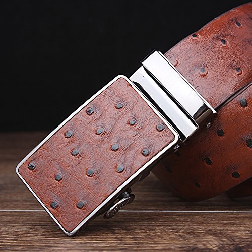 Men's Ostrich Skin Embossed Pattern Automatic Buckle Genuine Cow Leather Belts Ratchet Belt 35mm Wide 5 Color3