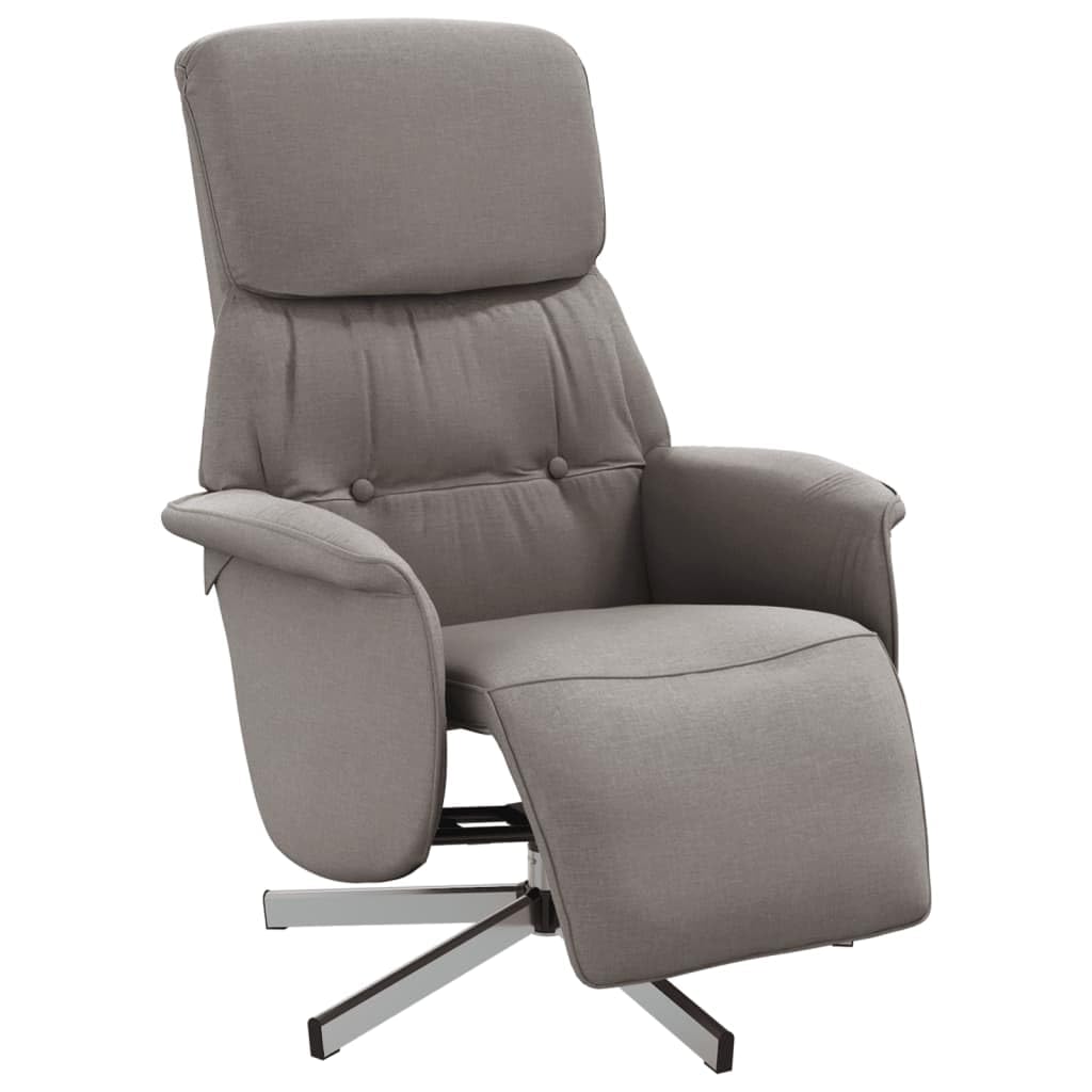 Sillón de relax con reposapiés, 71 x 91 x 105 cm, funda de tela, estructura de metal, cómoda silla giratoria para salón, dormitorio, oficina