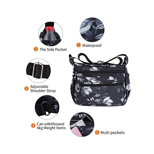 NOTAG Shoulder Bags for Women Nylon Crossbody Bags Waterproof Lightweight Messenger Purses and Handbags (Black) - Image 6