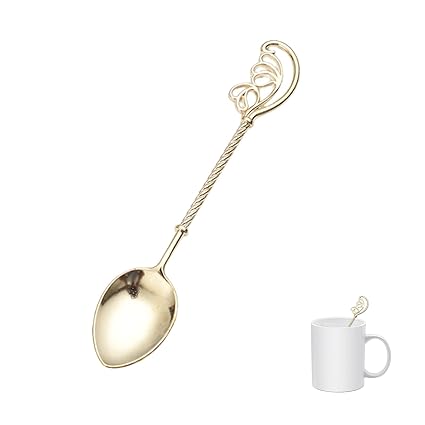 JIALWSJWAN Coffee Spoon Vintage Espresso Spoon Creative Carving Teaspoon for Coffee Tea Espresso Hot Drinks Dessert