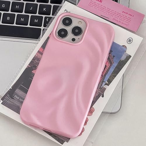 Coque silicone souple pour iPhone 14 et 15 Pro Max rose au design mat et irrégulier