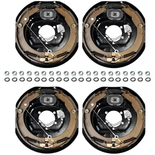 TrailerSupplies 12x2 Electric Trailer Brake Kit 4-Pack Self-Adjusting Assemblies for 7 000 lb Axles Replaces Dexter 5 Bolt Mount Fits 15-17.5 Wheels