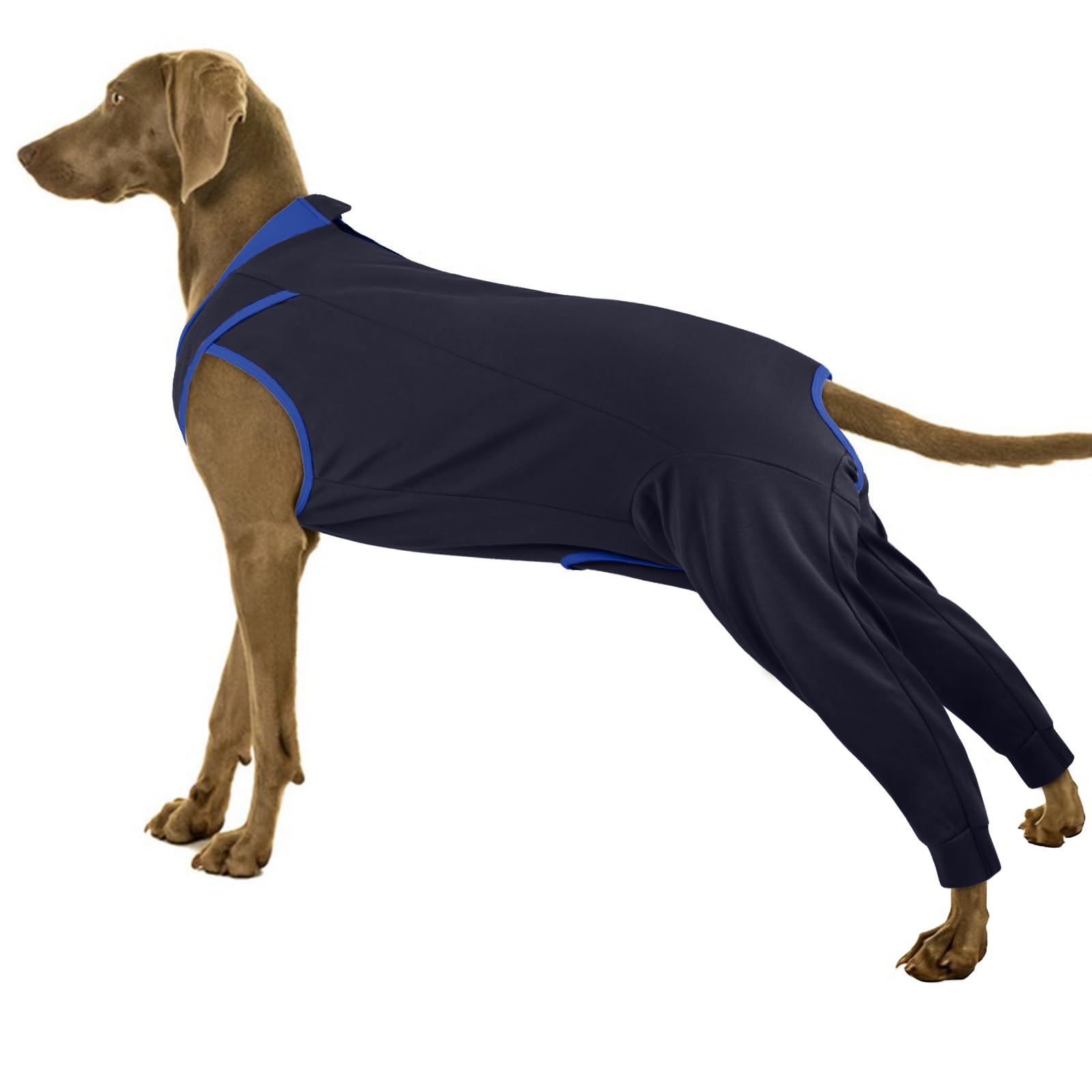 PUMYPOREITY Dog Leg Surgery Suit, Large Dog Surgical Vest Post Op Body Suit Male Anti Licking Sleeve Recovery Shirt after Surgery(Navy blue, 3XL)