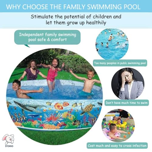Image of Storio 4 Feet Non-Inflatable Swimming Pool for Kids | No Air Pump Needed | Foldable Bath Tub for Home, Garden & Farmhouse Use | Easy Setup Pool - 4Ft Round Water Play Tub, Multicolor