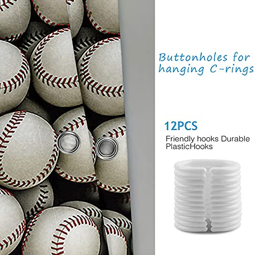 Rideau de douche KnSam polyester haut de gamme motif baseball 180x180cm résistant