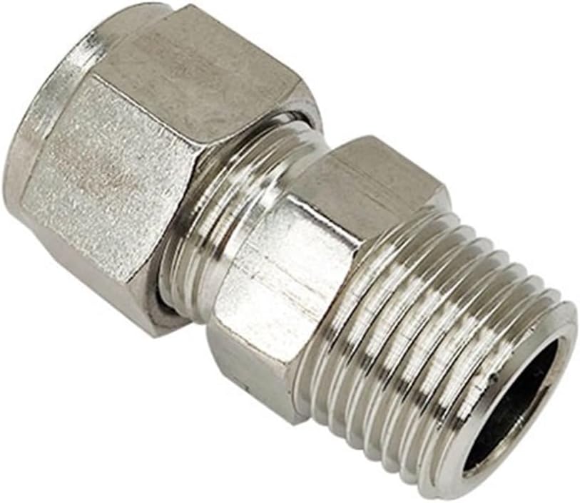 1PCS SS 304 Stainless Steel Double Ferrule Compression Connector 6 8 10 12 14mm Tube To 1/8" 1/4" 3/8" 1/2" Male Thread Pipe Fitting(14mm OD Tube,1/2")