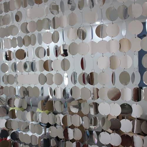 Image of Sparkle Sequin Beaded Curtain, 5 Strips, Silver