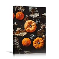 Canvas Wall Art Pumpkins Farmhouse/Country Food Fun Kitchen Multicolor Photography Spices - 12x18 inches