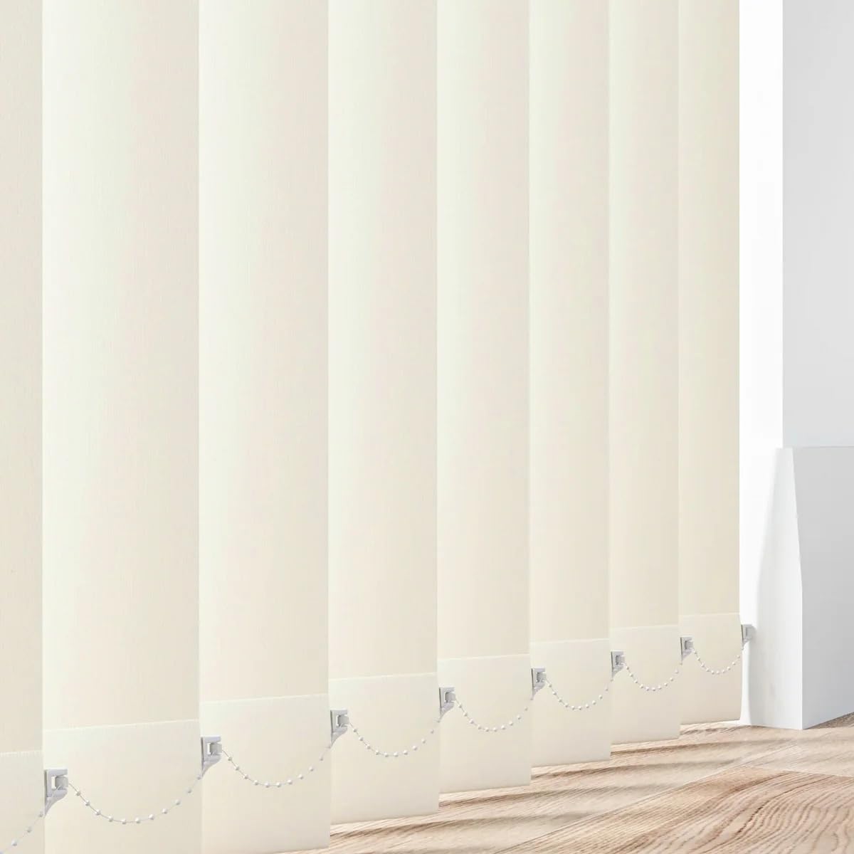 Made to Measure Blackout Vertical Blind Slats 89mm (3.5") PVC | Waterproof Replacement Louvres | Wipeable Window Replacement Louvres | (Up To 250cm, Hidden Weights, Aqualush Cream)