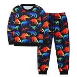 Ochine Boys Clothes Dinosaur Print Boy Outfits Loose-fit Sweatsuits Tops & Jogger Pants 2-Piece Fall Winter Clothes 2-8 Years
