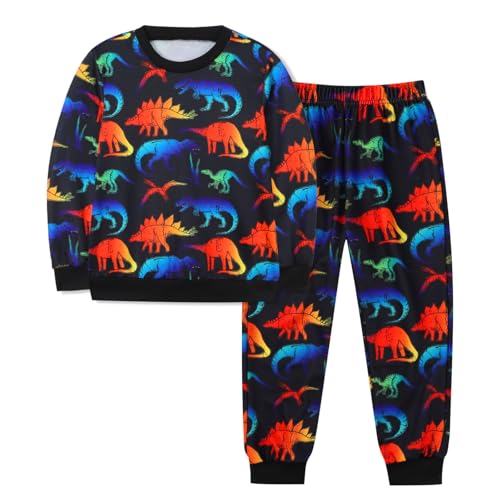 Ochine Boys Clothes Dinosaur Print Boy Outfits Loose-fit Sweatsuits Tops & Jogger Pants 2-Piece Fall Winter Clothes 2-8 Years